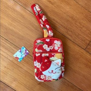 Japanese Neko Cat Pouch NEW Kimono Print